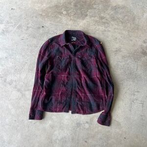Aritzia TNA flannel Shirt burgundy y2k Womens size M